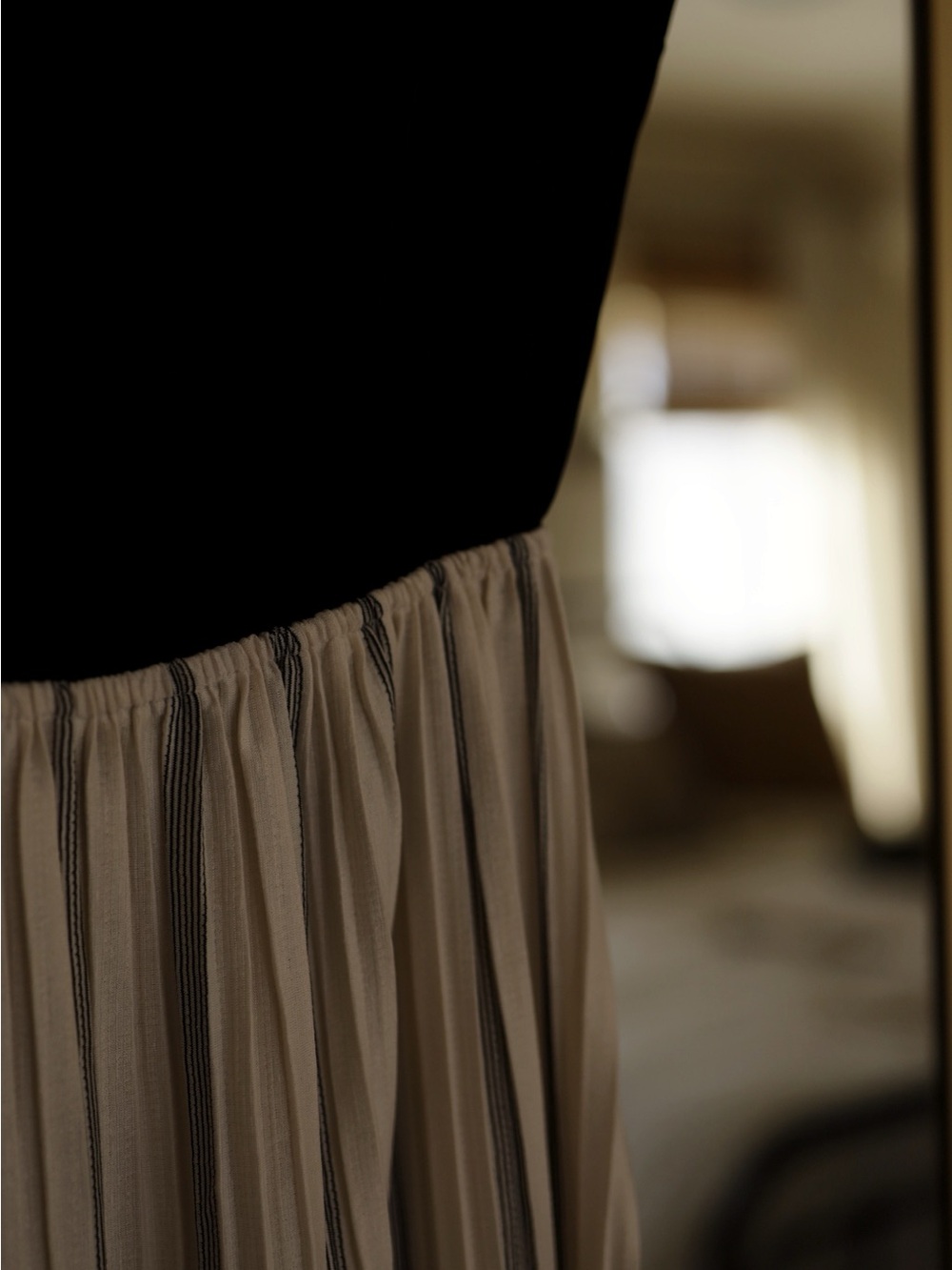 Monteau Black Bodice Ivory & Black Striped Maxi Dress - Picture 3 of 6